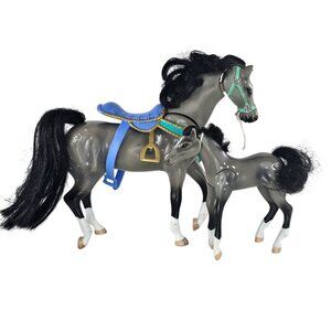 Grand Champions Feed N Nuzzle Spanish Barb Mare & Foal Toy Horses Vintage HTF